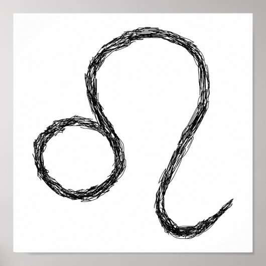 Leo. Zodiac Astrology Sign. Black. Poster (Voorkant)