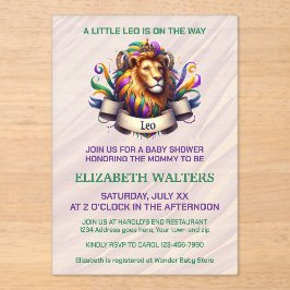 Leo Zodiac Baby Shower Lavender and Green Acryl Uitnodigingen