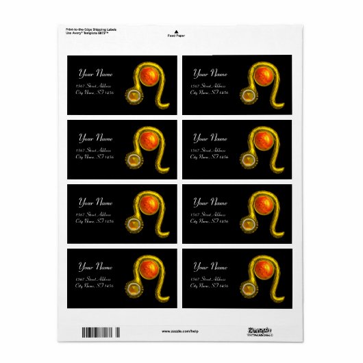 LEO ZODIAC BIRTHDAY JEWEL GEEL TOPAZ Gold Etiket (Full Sheet)