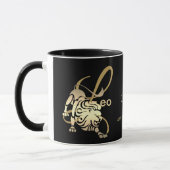 Leo ♌ Zodiac Birthday Sign/Black en Gold Mok (Links)