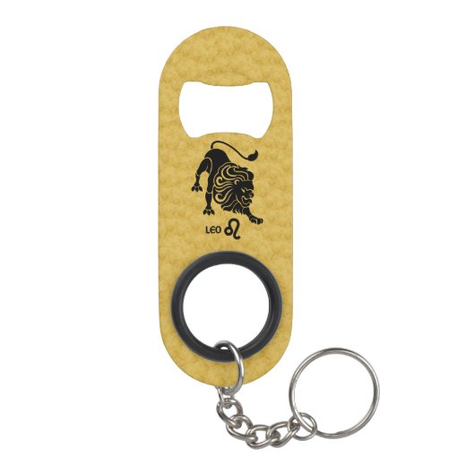 Leo Zodiac Black Gold Key-ring flesopener Mini Flessenopener (Achterkant)