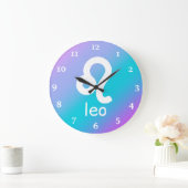 Leo Zodiac Blue Purple Astrology Star Sign Grote Klok (Huis)