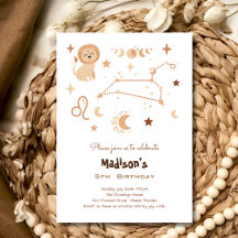 Leo zodiac boho kids verjaardag Uitnodiging