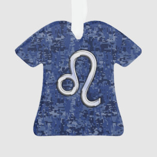 Leo Zodiac-bordje op Navy Blue Digital Camo Ornament