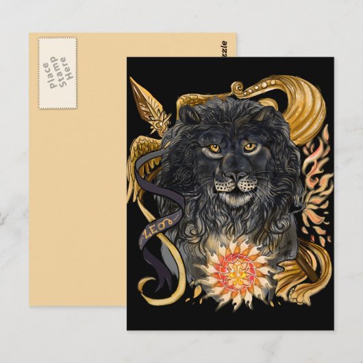 Leo Zodiac Briefkaart (Voorkant / Achterkant)