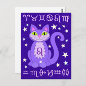 Leo Zodiac Cat Midnight Blue Briefkaarten (Voorkant / Achterkant)
