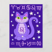 Leo Zodiac Cat Midnight Blue Briefkaarten (Voorkant)