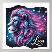 Leo Zodiac Constellation Art Print (Voorkant)