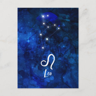 Leo Zodiac Constellation Dark Blue Galaxy Briefkaart