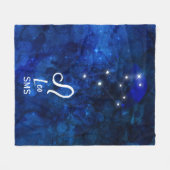 Leo Zodiac Constellation Dark Blue Galaxy Monogram Fleece Deken (Voorkant (Horizontaal))