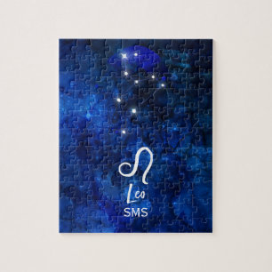 Leo Zodiac Constellation Dark Blue Galaxy Monogram Legpuzzel