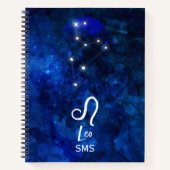 Leo Zodiac Constellation Dark Blue Galaxy Monogram Notitieboek (Voorkant)