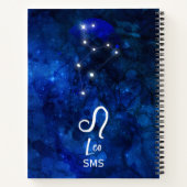 Leo Zodiac Constellation Dark Blue Galaxy Monogram Notitieboek (Achterkant)