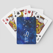 Leo Zodiac Constellation Dark Blue Galaxy Monogram
