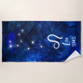 Leo Zodiac Constellation Dark Blue Galaxy Monogram Strandlaken (Voorkant)