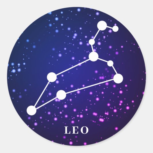 Leo Zodiac Constellation Design Ronde Sticker (Voorkant)