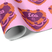 Leo Zodiac Coquette Hart Verjaardagstaart Cadeaupapier (Rol Hoek)