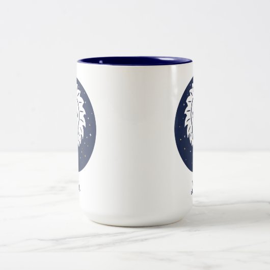 Leo Zodiac Design Blue en White Two-Tone Mok 15 o (Center)