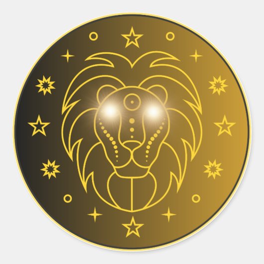Leo Zodiac Emblem | Minimal Celestial Symbol Ronde Sticker (Voorkant)