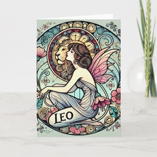Leo Zodiac Fairy Astrologie Teken Feeën Kaart (Voorkant)