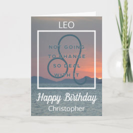 Leo Zodiac Fun Quote in Blue and White Birthday Kaart
