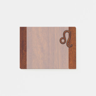 Leo Zodiac-geblog in Brown Mahogany-houtstijl Post-it® Notes