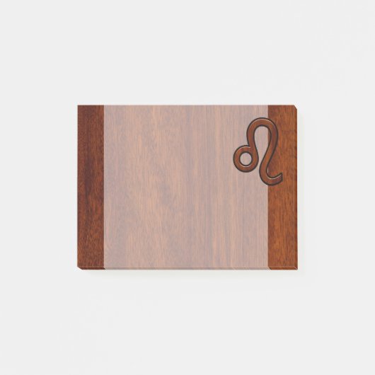 Leo Zodiac-geblog in Brown Mahogany-houtstijl Post-it® Notes (Voorkant)