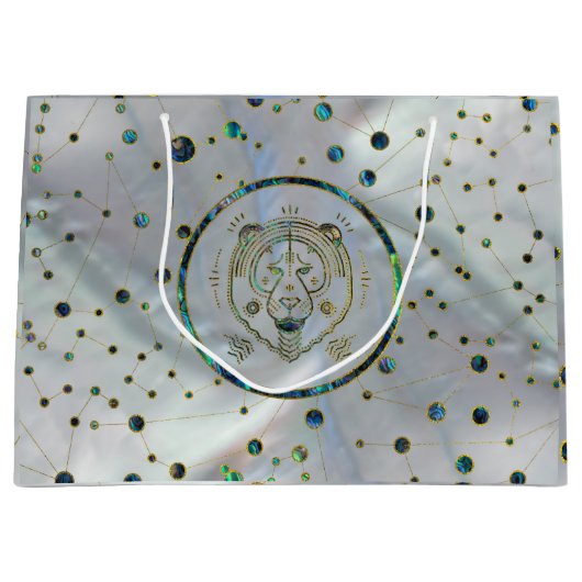Leo Zodiac Gold Abalone op constellatie Groot Cadeauzakje (Voorkant)