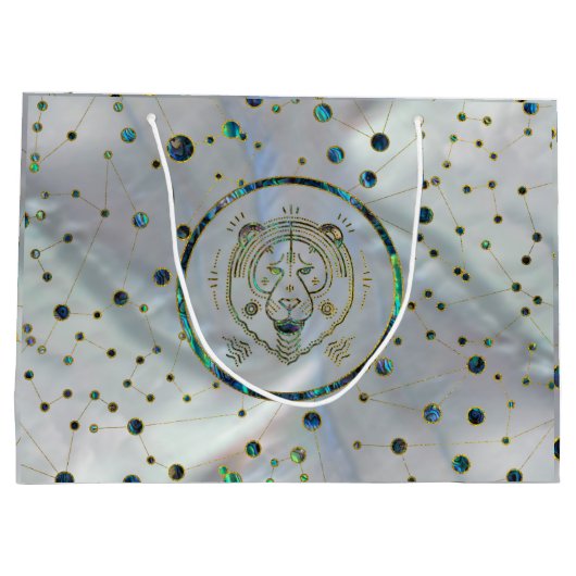 Leo Zodiac Gold Abalone op constellatie Groot Cadeauzakje (Achterkant)