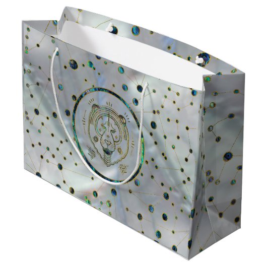 Leo Zodiac Gold Abalone op constellatie Groot Cadeauzakje (Achterkant Gekanteld)