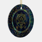 Leo Zodiac Gold Abalone op constellatie Keramisch Ornament (Rechts)