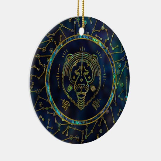 Leo Zodiac Gold Abalone op constellatie Keramisch Ornament (Rechts)