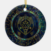 Leo Zodiac Gold Abalone op constellatie Keramisch Ornament (Voorkant)