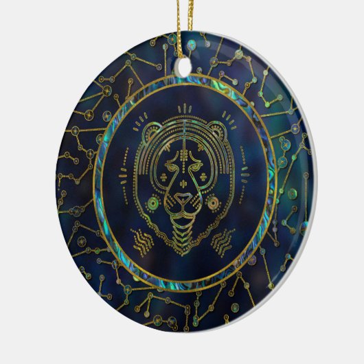 Leo Zodiac Gold Abalone op constellatie Keramisch Ornament (Links)