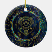 Leo Zodiac Gold Abalone op constellatie Keramisch Ornament (Achterkant)