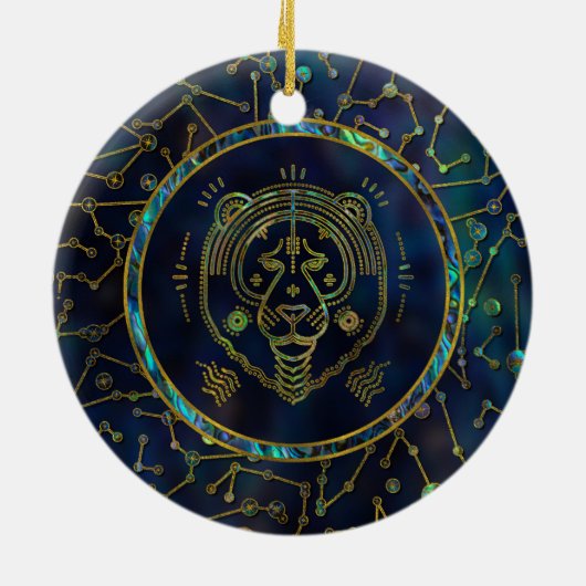 Leo Zodiac Gold Abalone op constellatie Keramisch Ornament (Achterkant)