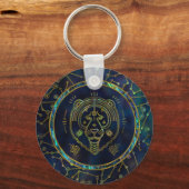 Leo Zodiac Gold Abalone op constellatie Sleutelhanger (Voorkant)