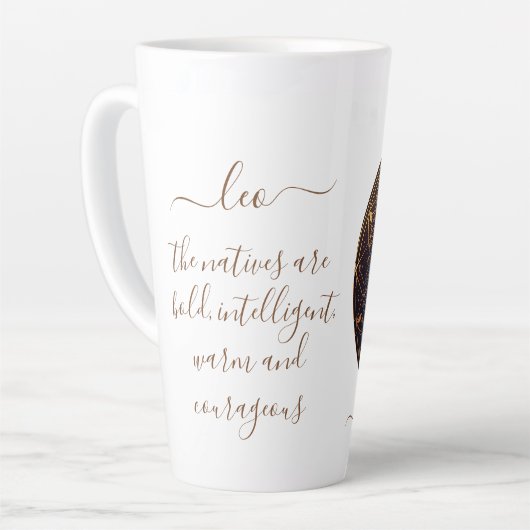 Leo Zodiac Gold en zwart Latte Mok (Linkerhoek)