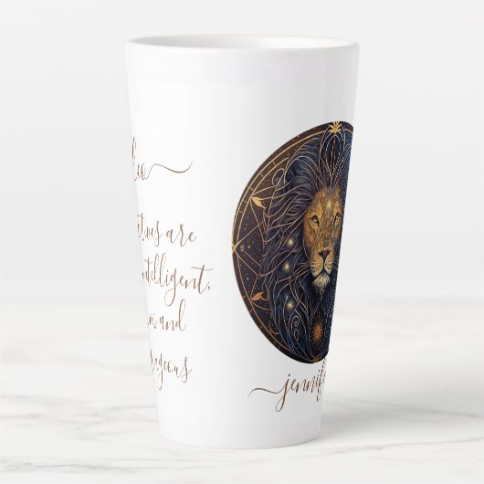 Leo Zodiac Gold en zwart Latte Mok (Voorkant)