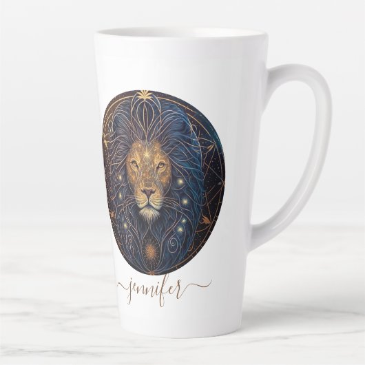 Leo Zodiac Gold en zwart Latte Mok (Rechts)