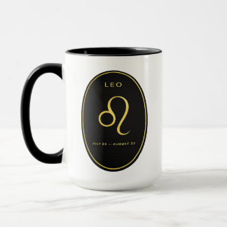 Leo Zodiac Gold Oval Emblem Mug | Luxury Astrology Mok