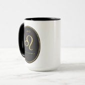 Leo Zodiac Gold Oval Emblem Mug | Luxury Astrology Mok (Voorkant links)