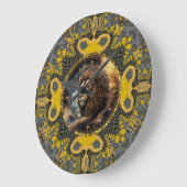 Leo Zodiac Goud Geel Fractal Mandala Artistiek Grote Klok (Hoek)