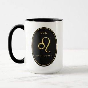 Leo Zodiac Gouden Ovaal Embleem Mok Luxe Astrolo