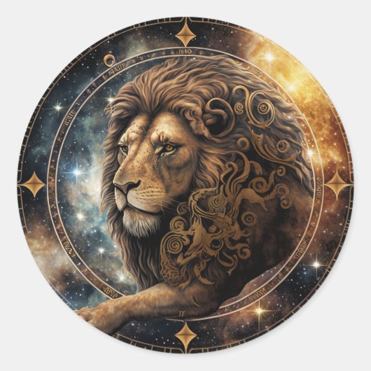 Leo Zodiac Graphic Ronde Sticker (Voorkant)