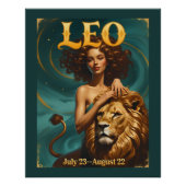 Leo Zodiac Juli Augustus Verjaardag Leeuw Perfect Poster (Voorkant)