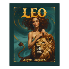 Leo Zodiac Juli Augustus Verjaardag Leeuw Perfect Poster