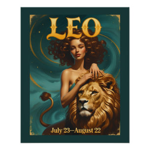 Leo Zodiac Juli Augustus Verjaardag Leeuw Perfect Poster
