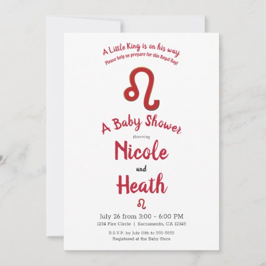 LEO Zodiac June August Astrology Baby shower Kaart (Voorkant)