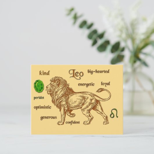 Leo zodiac karakteristieken briefkaart (Staand voorkant)